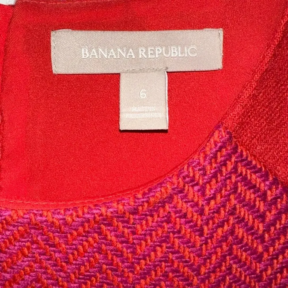 Banana Republic Textured Wool Blend Red Pink Sheath Dress Size 6 - Picture 4 of 13